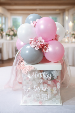 Box zur Hochzeit in Rosa und Grau